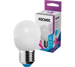 Светодиодная лампа Космос GL45 7,5W 220V E27 6500K